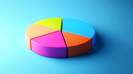 Obraz premium Colorful Pie Chart on Blue Background