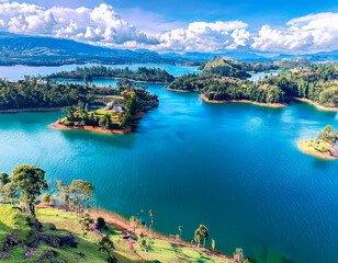 Paisaje de la laguna de Guatapé, Colombia.