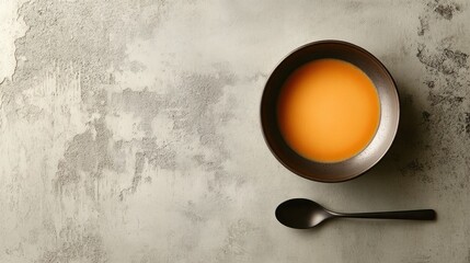 Aromatic Pumpkin Soup in a Dark Bowl