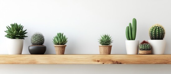 Wooden shelf succulents minimalist home decor