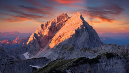 Obraz premium triglav mountain peak at sunrise