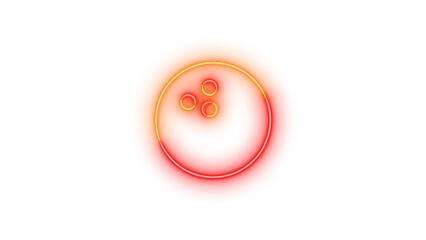 Neon bowling ball symbol icon brown red color glowing with transparent background