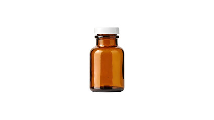 brown glass bottle with white cap on white background