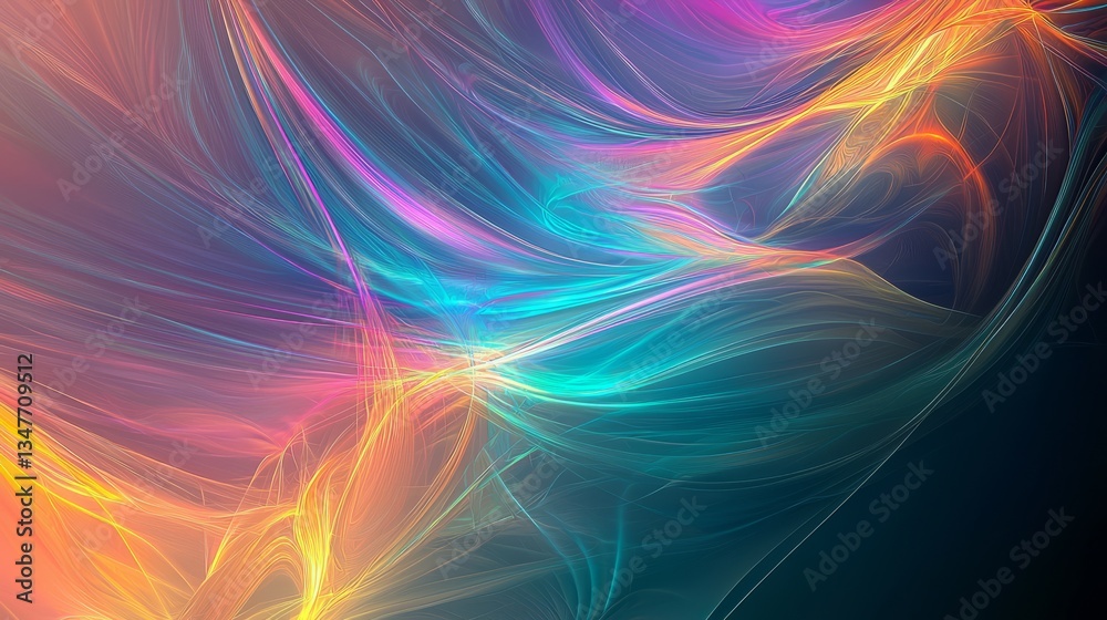 Poster colorful abstract background with flowing waves and soft gradients spreading across the canvas