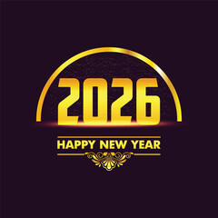Obraz premium Happy new year 2026 design with colorful truncated number illustrations.