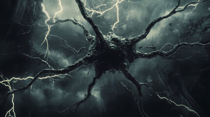 Biomechanical synapses. Ominous Core. Illustration