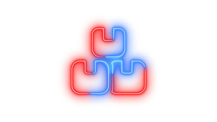 Obraz premium Neon boxes stacked symbol icon blue red color glowing with transparent background