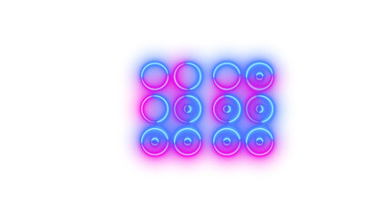 Neon braille symbol icon blue pink color glowing with transparent background