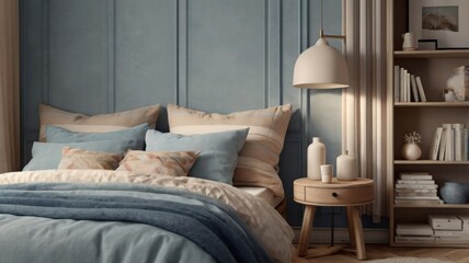 Cozy Bedroom with Modern Design and Calming Blue Accents
