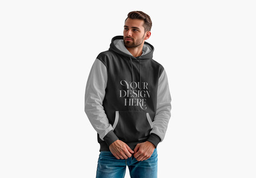 Male in Hoodie Mockup