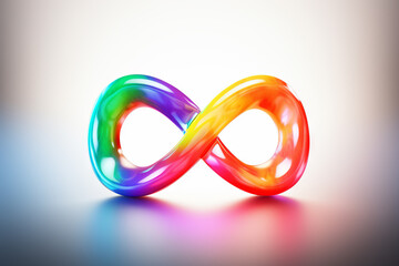 Naklejka premium Colorful autism infinity rainbow symbol sign on neutral background. World autism awareness day, autism rights movement, neurodiversity, autistic acceptance movement