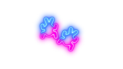 Neon bugs symbol icon blue pink color glowing with transparent background