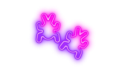Neon bugs symbol icon pink purple color glowing with transparent background
