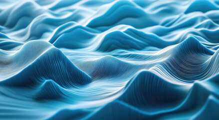 Obraz premium Abstract blue wave pattern, flowing lines, 3D render.