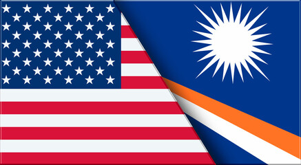 Flags of USA and Marshall Islands. United States and Marshall Islands flags