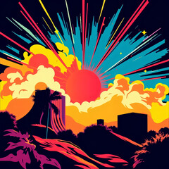 Naklejka premium Abstract energy captured in a burst of hues