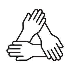 Obraz premium Cooperation icon. Teamwork icon. Hand icon symbol for work together, solidarity, unity, humanity and togetherness.