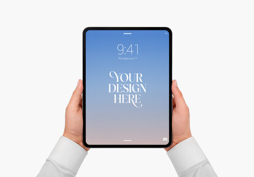 Tablet in Hands Mockup