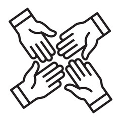 Cooperation icon. Teamwork icon. Hand icon symbol for work together, solidarity, unity, humanity and togetherness.