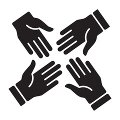 Cooperation icon. Teamwork icon. Hand icon symbol for work together, solidarity, unity, humanity and togetherness.