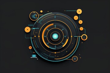 Minimalist Black Background Art with Advanced Technology Vector Design