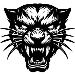 Angry panther face silhouette