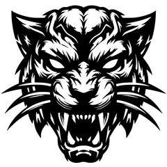 Angry panther face silhouette