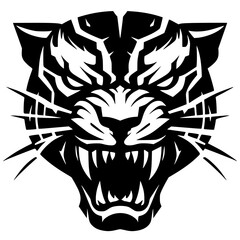 Angry panther face silhouette © Breck