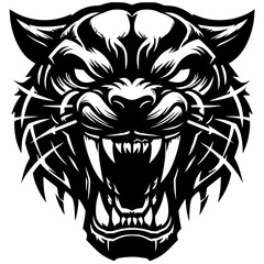 Angry panther face silhouette