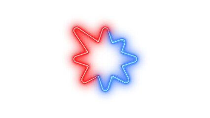 Neon burst symbol icon blue red color glowing with transparent background