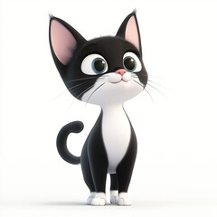 Obraz premium black and white cat comic cat isolated against white background