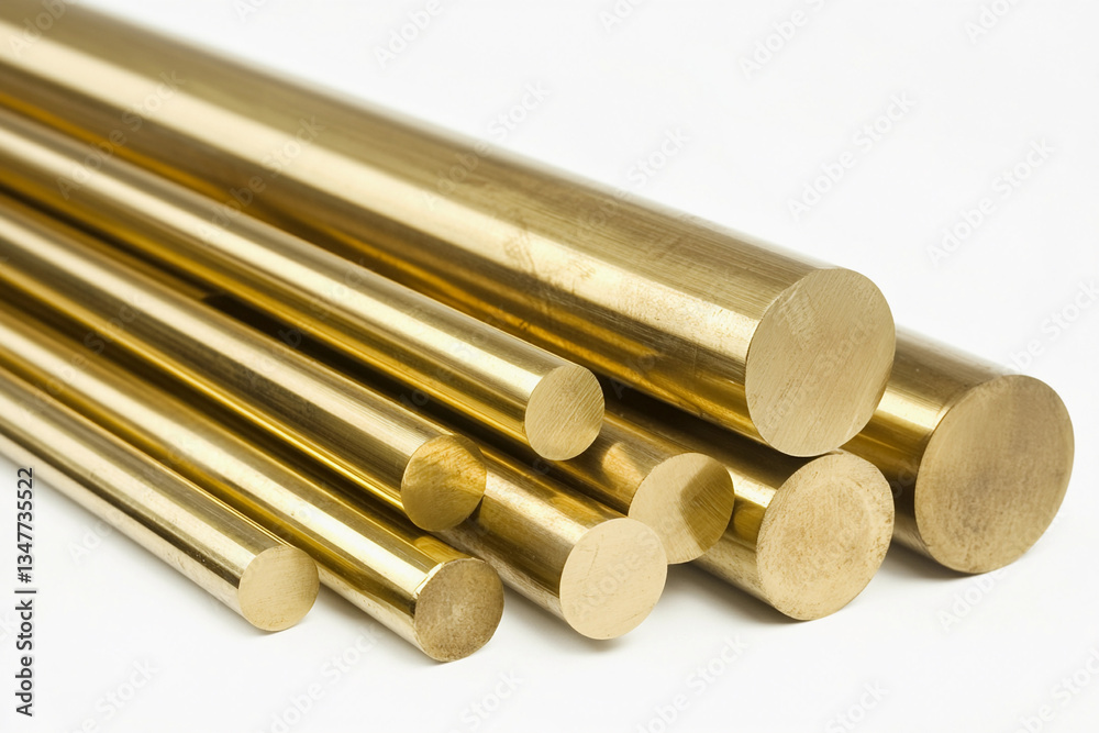 Fototapete Cold rolled brass bars in assorted sizes arranged neatly Generative AI