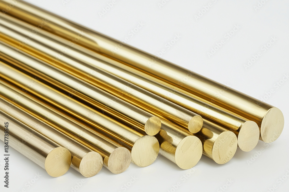 Aufkleber cold rolled brass bars in various sizes arranged together generative ai