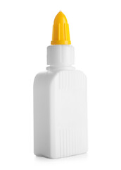 Bottle of glue on white background
