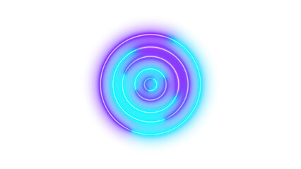 Neon bullseye icon cyan purple color glowing with transparent background