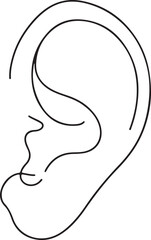 Minimalist Ear Line Art Drawing – Vector Illustration