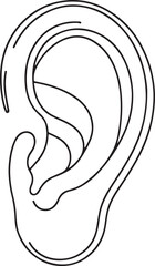 Minimalist Ear Line Art Drawing – Vector Illustration