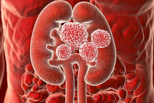 Kidney cancer tumors medical illustration