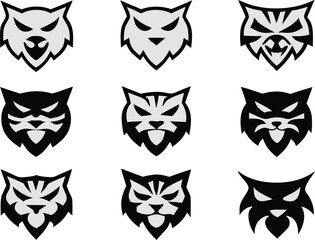 set of black silhouettes animal logo