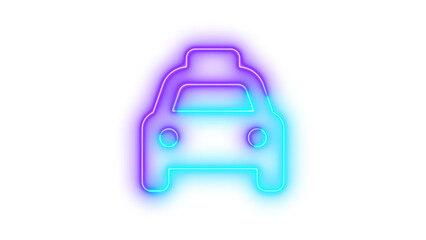Neon car icon cyan purple color glowing with transparent background
