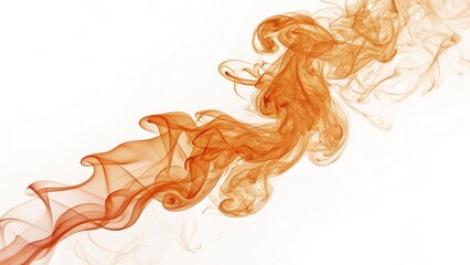 "A fire-inspired orange smoke effect rising in tendrils, with smooth, wispy movement, isolated on a transparent white background."