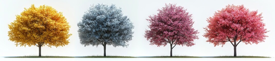 Obraz premium D rendering PNG files feature tropical shrubs and trees with flowery shapes cut out from transparent backgrounds