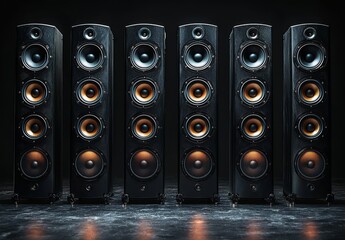 Obraz premium A substantial collection of audio speakers for music, along with generative ai
