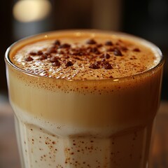 Creamy coffee drink cocoa topping glass