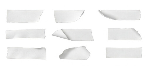 Gray adhesive tape isolated on transparent background. Paper tape sticker with ripped edges. scotch plastic. Torn masking tape set. Template mockup for message, labels, add text, Design elements. PNG