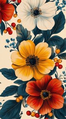 Obraz premium Ilustración de flores coloridas