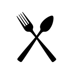 Fork and spoon crossed icon in black silhouette style
