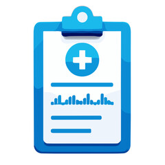 Medical clipboard with health report icon in flat style