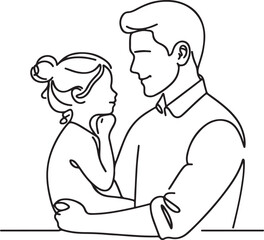 Father and Daughter Bond &ndash; Vector Line Art