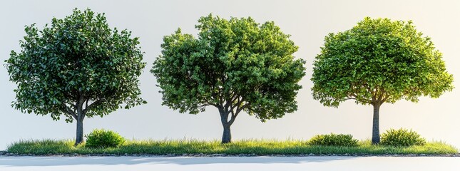 A set of 3D render PNG images featuring cutout shapes of trees from the jungle rain forest